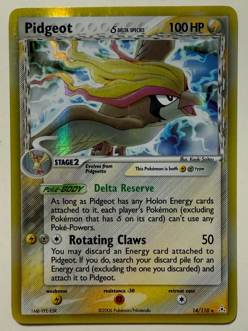Pokemon Delta Species Holo Rare Pidgeot Card - NEAR MINT
